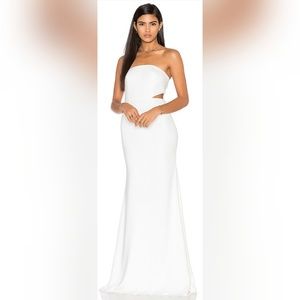 Jay Godfrey “Scotty” blush crepe waist cutout gown